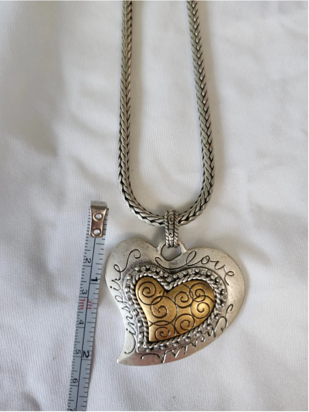 Women's Chico's Silver and Gold Tone Heart Pendant Necklace One Size